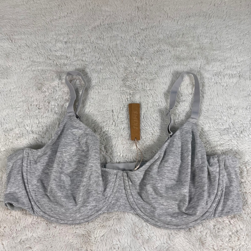 Skims Cotton Jersey Underwire Bra Heather Grey BR-UWR-0637 42DDD NEW NWT Comfort
